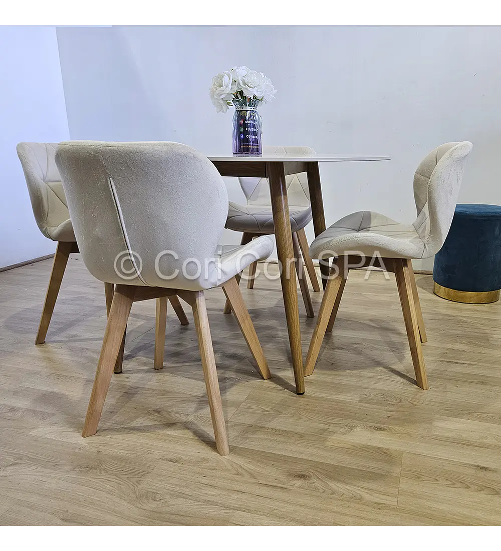 Comedor Mesa Mármol (100cms) + 4 Sillas Mariposa Velvet