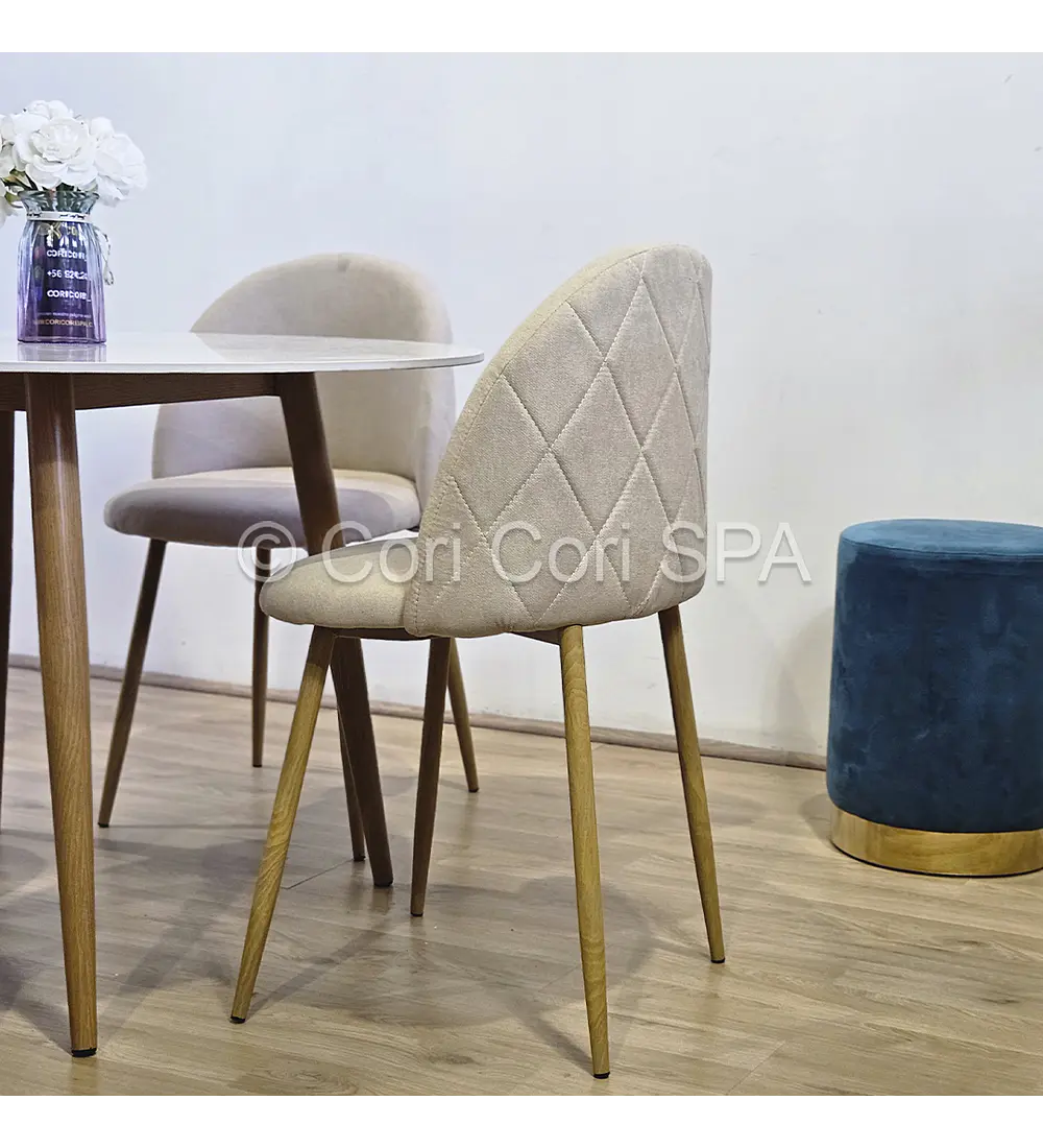 Comedor Mesa Mármol (100cms) + 4 Sillas Bread Lino Wood