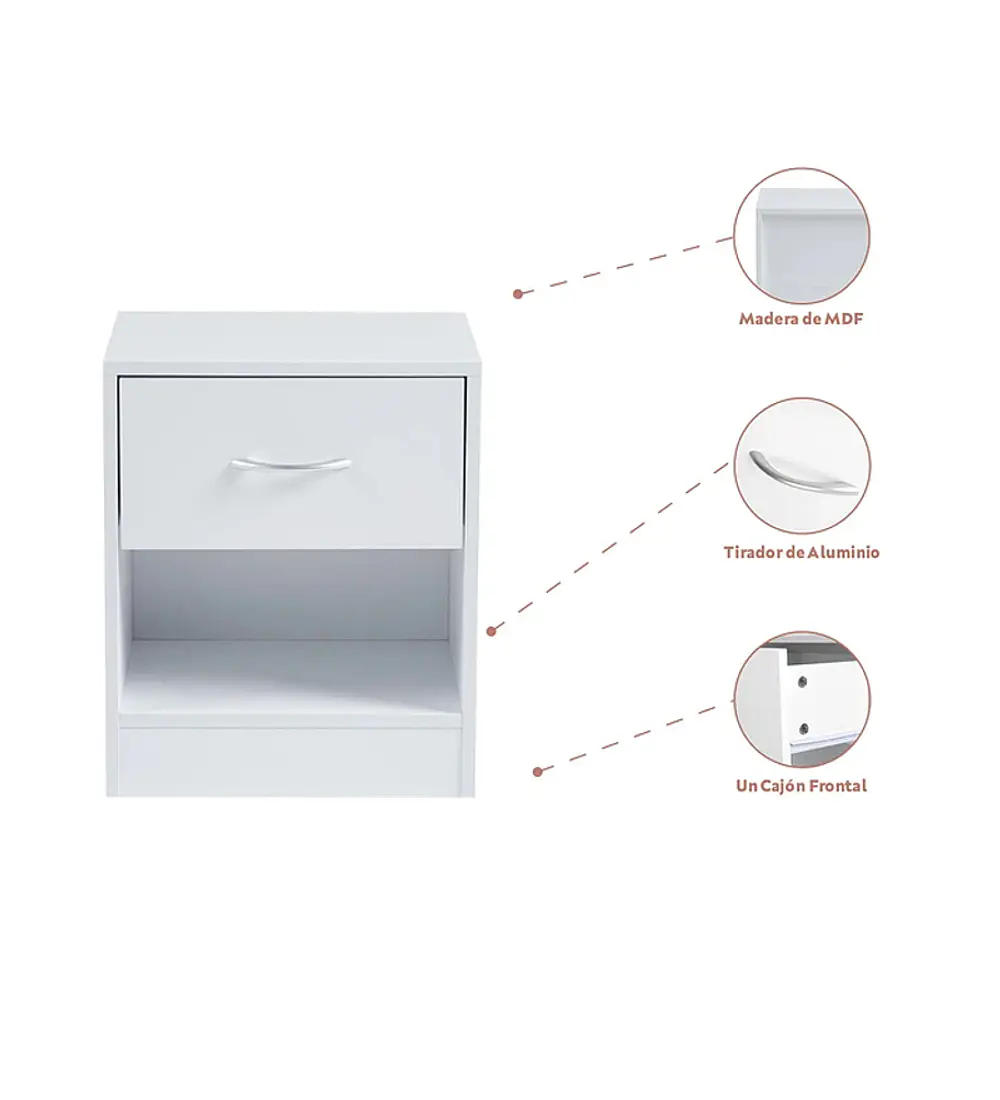 Velador Cajón y Espacio Almacenamiento Minimalista 