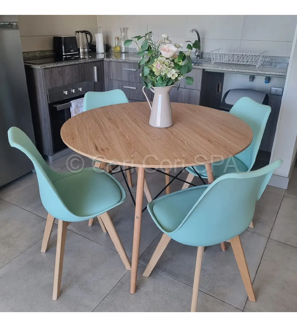 Comedor Mesa Wood 100cm + 4 Sillas Tulip  