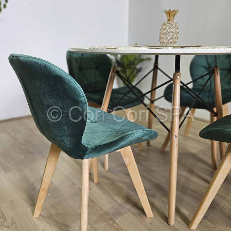 Comedor Mesa Eames Blanca 120cms + 4 Sillas Mariposa Velvet  7