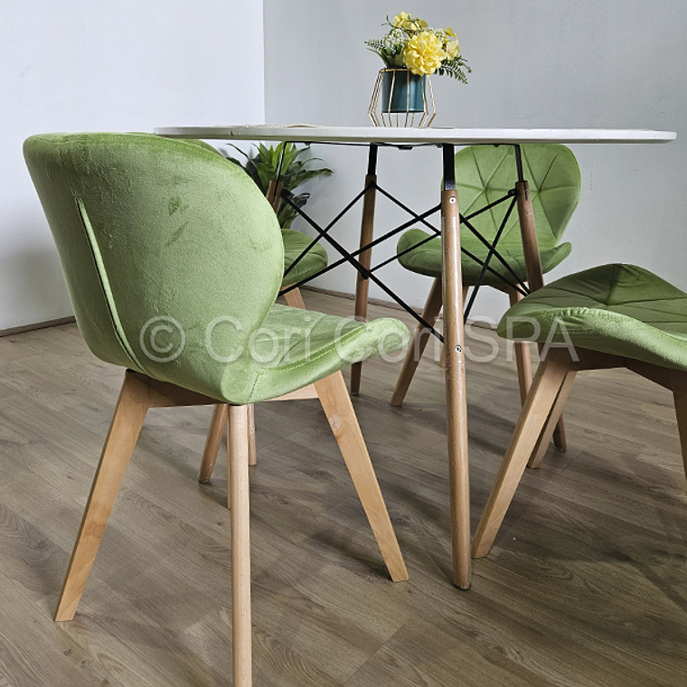 Comedor Mesa Eames Blanca 120cms + 4 Sillas Mariposa Velvet  8