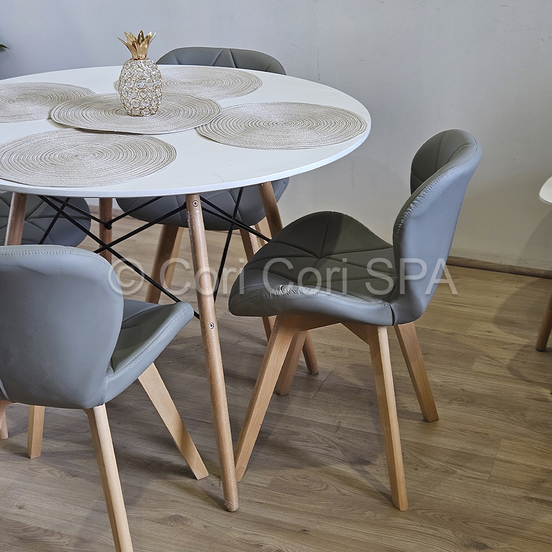 Comedor Mesa Eames Blanca 120cms + 4 Sillas Mariposa Wood  9