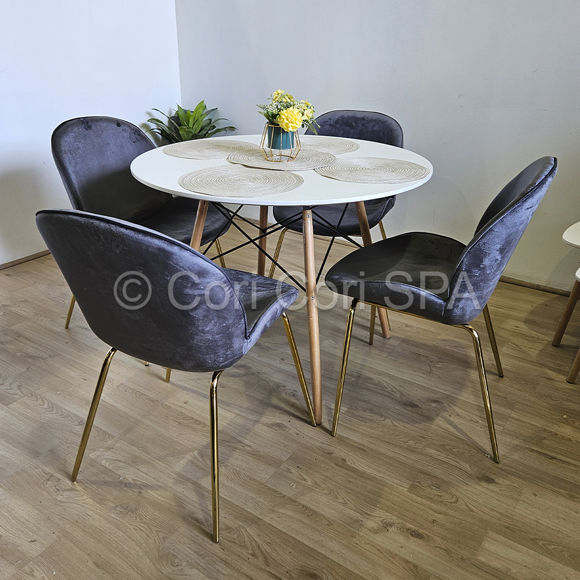Comedor Mesa Eames Blanca 120cms + 4 Sillas Beetle 2