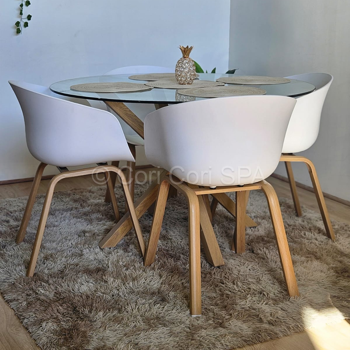 Comedor mesa Warwick 100cm + 4 Sillas Cup 3