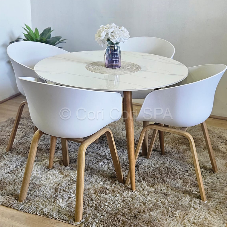 Comedor Mármol 100cm + 4 Sillas Cup 5