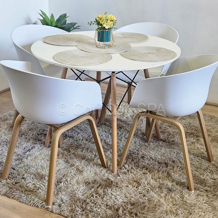 Comedor Mesa Eames Melamina 100cms + 4 Sillas Cup 1