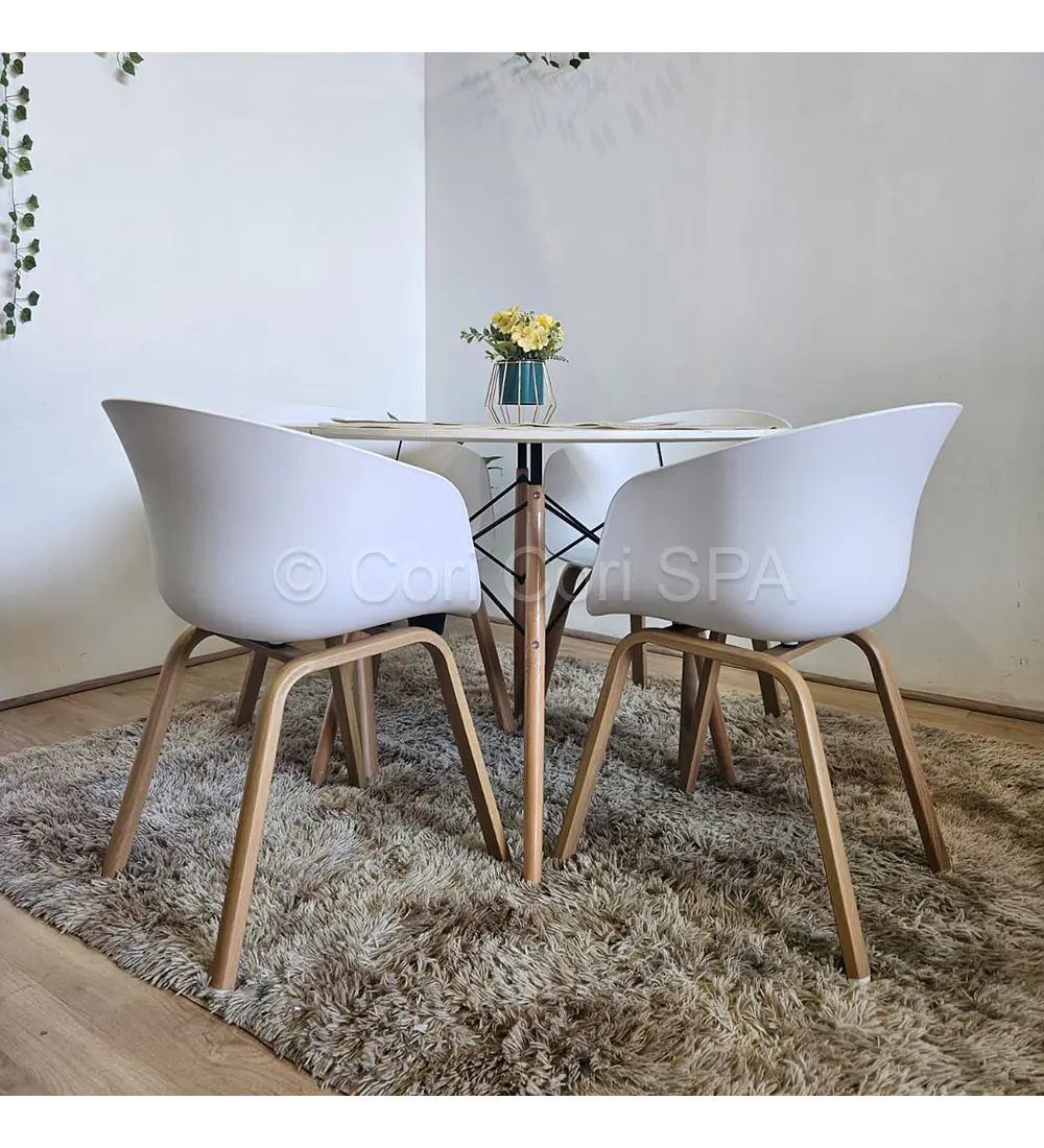 Comedor Mesa Eames Melamina 100cms + 4 Sillas Cup