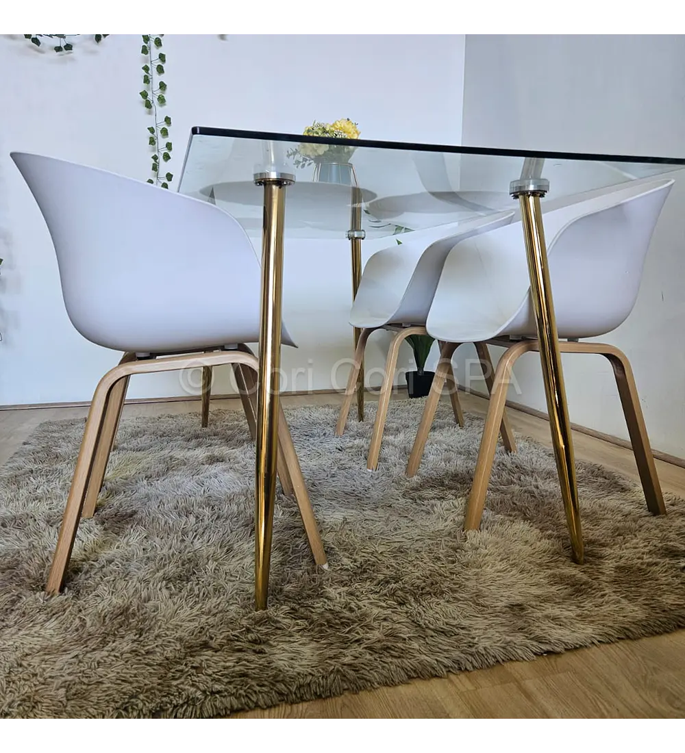 Comedor mesa Rubi Gold 160x80 + 4 Sillas Cup 