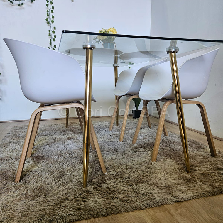 Comedor mesa Rubi Gold 160x80 + 4 Sillas Cup  4