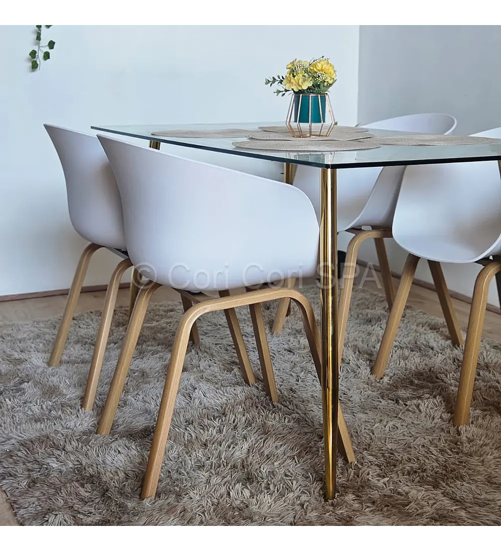 Comedor mesa Rubi Gold 160x80 + 4 Sillas Cup 