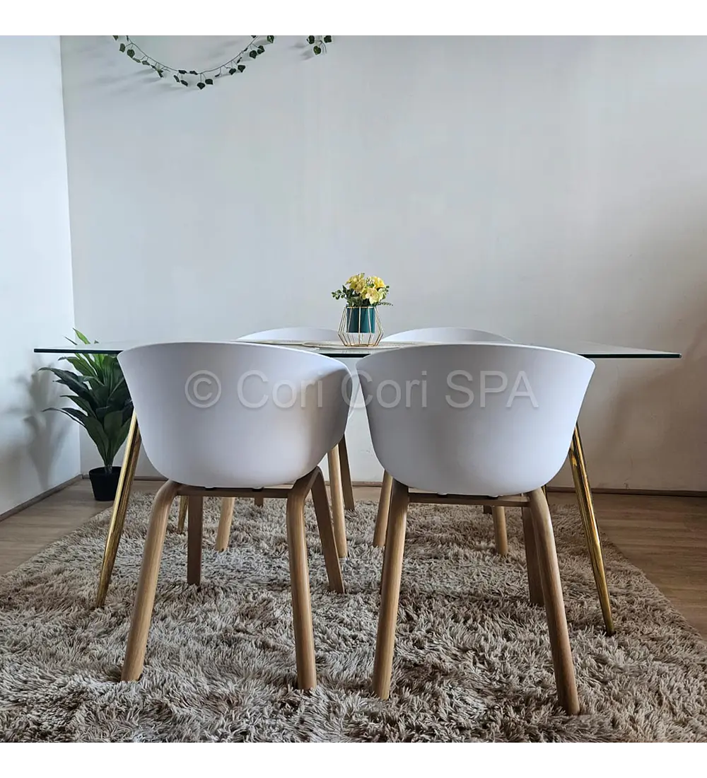 Comedor mesa Rubi Gold 160x80 + 4 Sillas Cup 