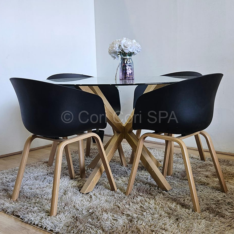 Comedor mesa Warwick 100cm + 4 Sillas Cup 4