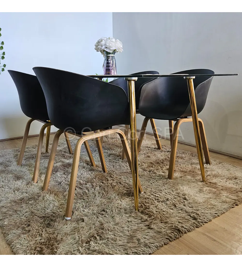 Comedor mesa Rubi Gold 160x80 + 4 Sillas Cup 