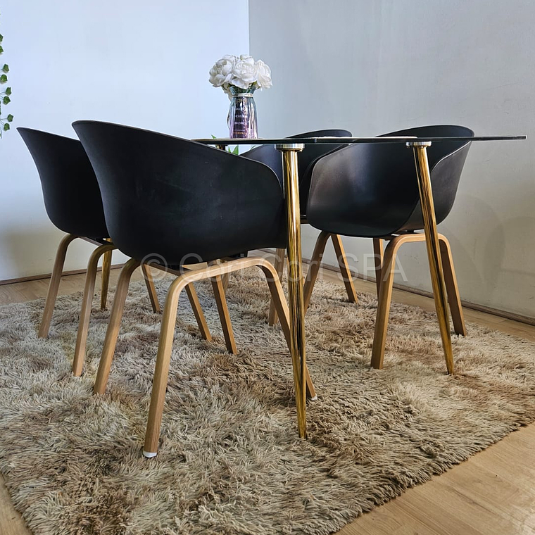 Comedor mesa Rubi Gold 160x80 + 4 Sillas Cup  5