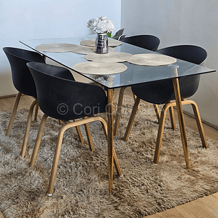 Comedor mesa Rubi Gold 160x80 + 4 Sillas Cup 