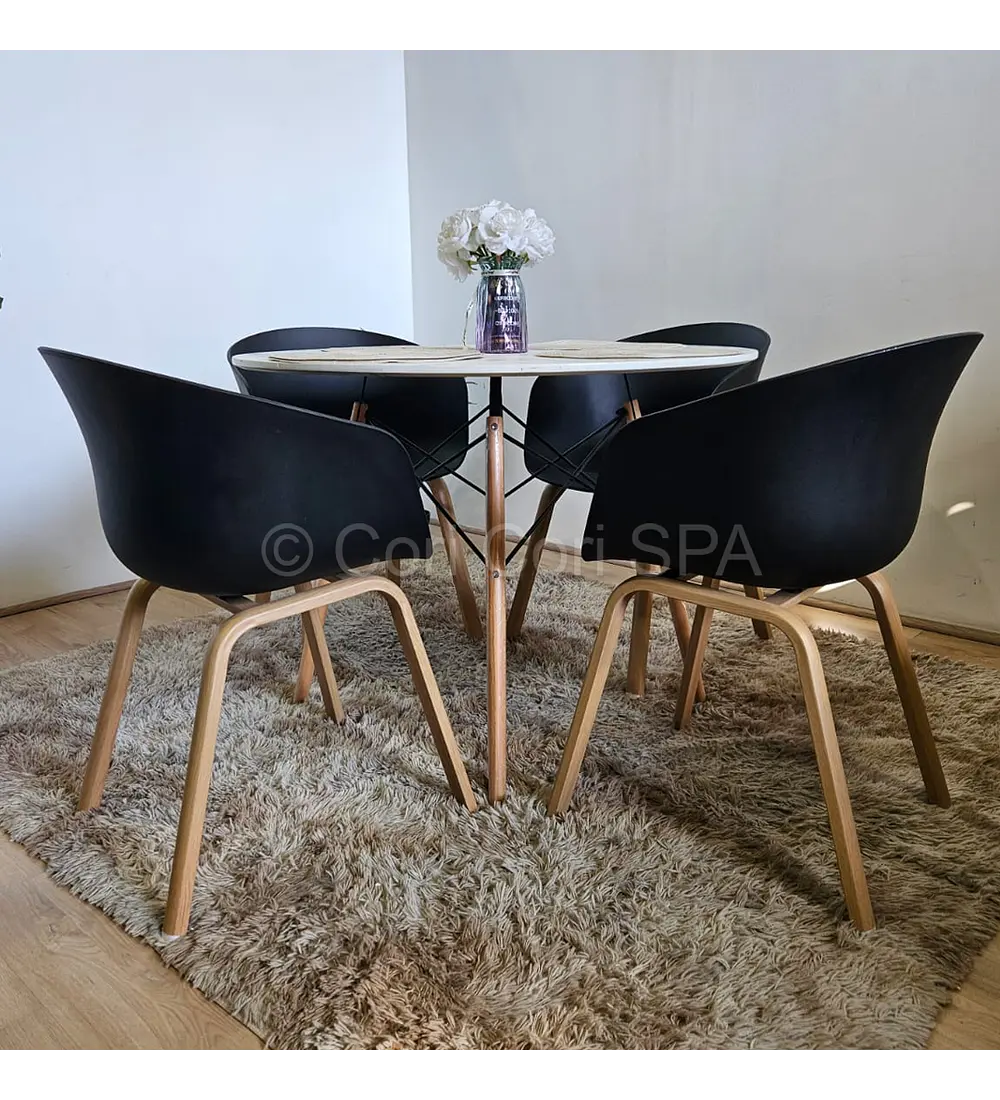 Comedor Mesa Eames Melamina 100cms + 4 Sillas Cup