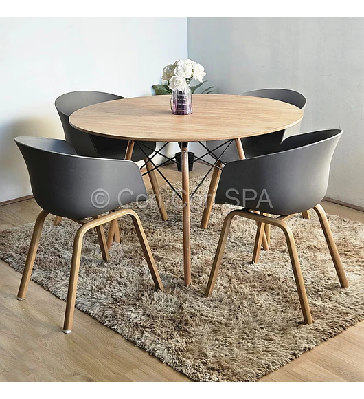 Comedor Mesa Wood 100cms + 4 Sillas Cup