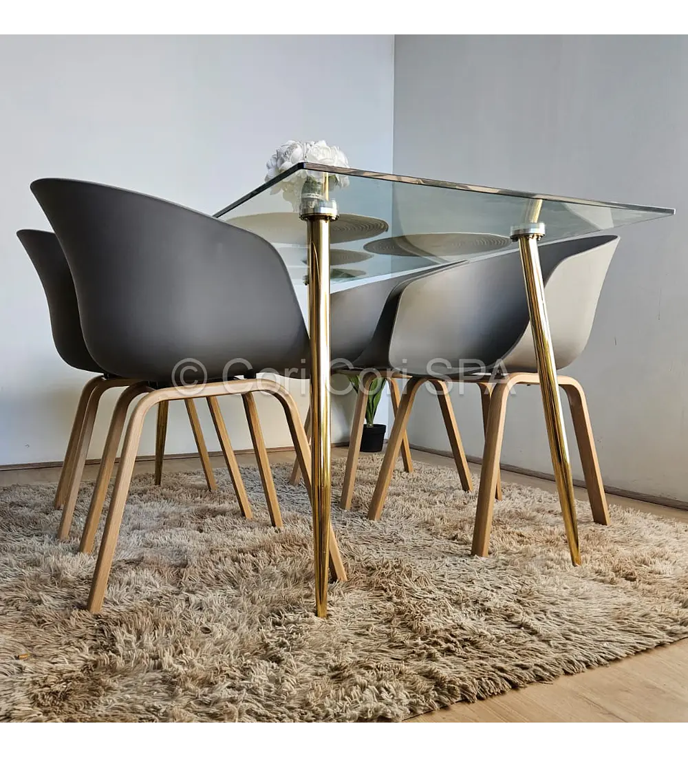 Comedor mesa Rubi Gold 160x80 + 4 Sillas Cup 