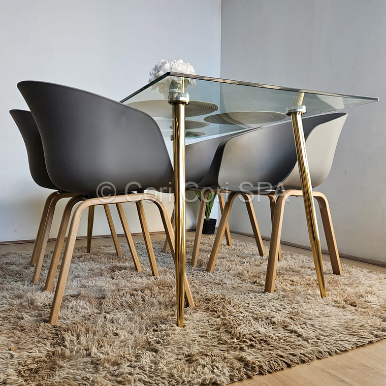 Comedor mesa Rubi Gold 160x80 + 4 Sillas Cup  6