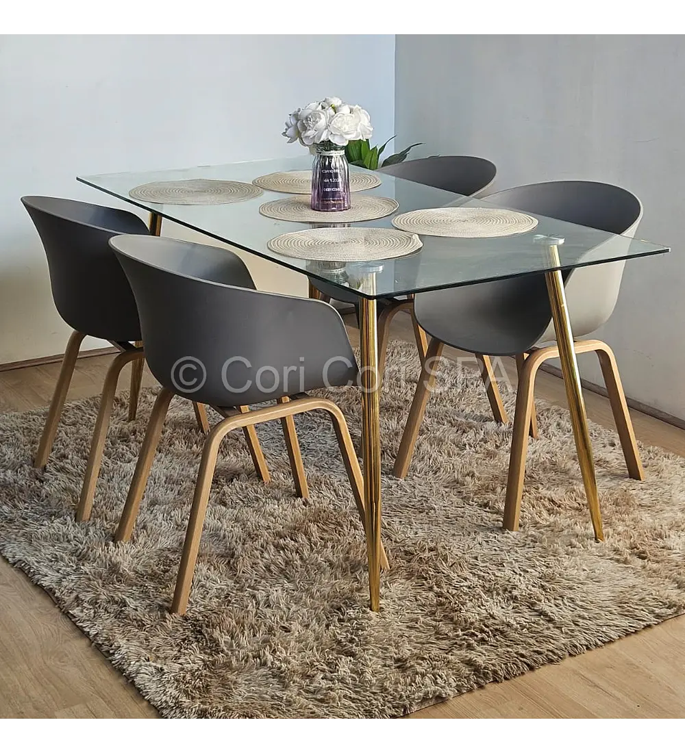 Comedor mesa Rubi Gold 160x80 + 4 Sillas Cup 