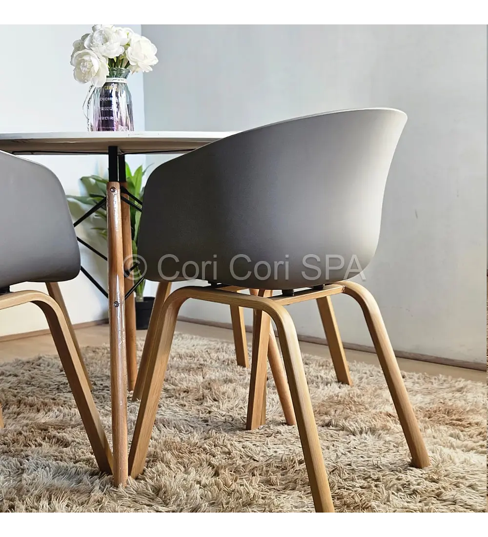 Comedor Mesa Eames Melamina Blanca 120cms + 4 Sillas Cup