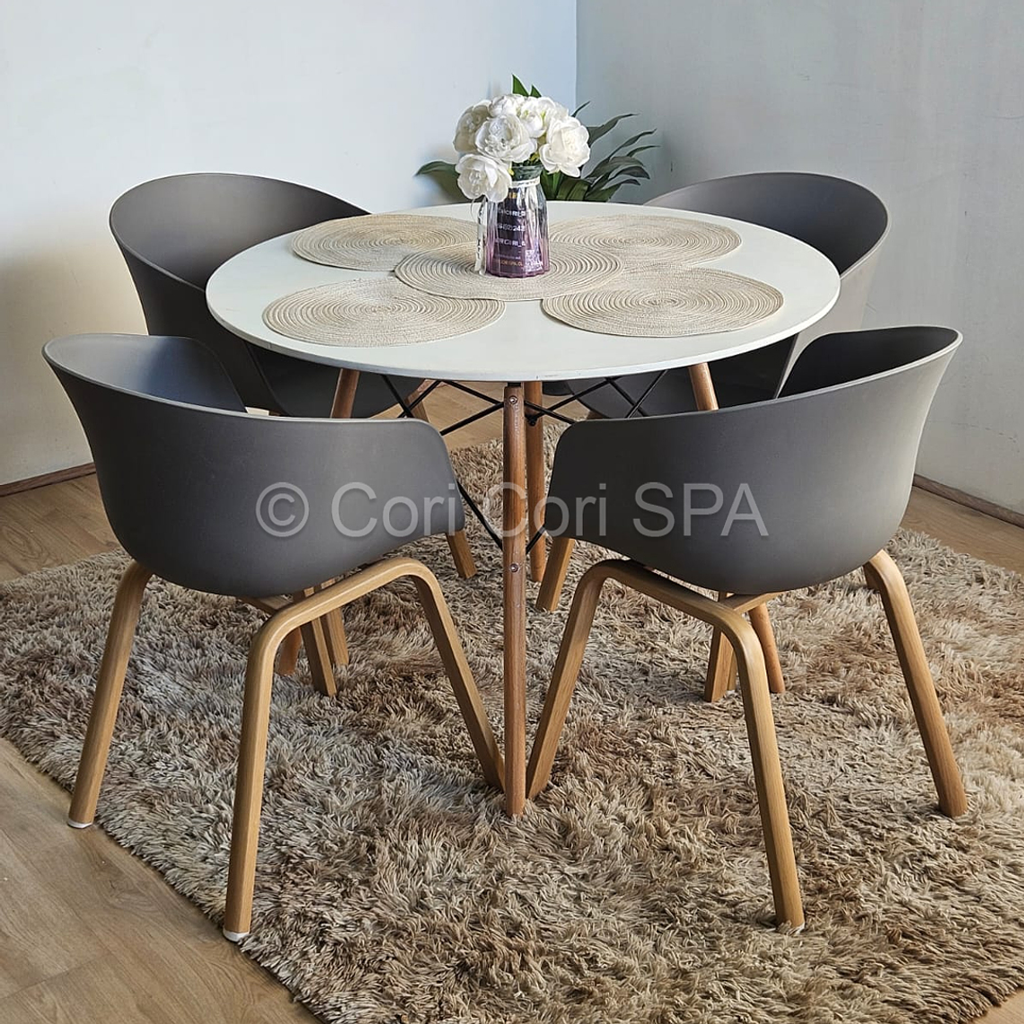 Comedor Mesa Eames Melamina 100cms + 4 Sillas Cup 3
