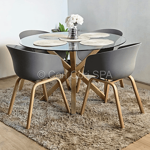 Comedor mesa Warwick 100cm + 4 Sillas Cup