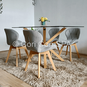 Comedor Madrid 160x90cms + 4 Sillas Mariposa Velvet 