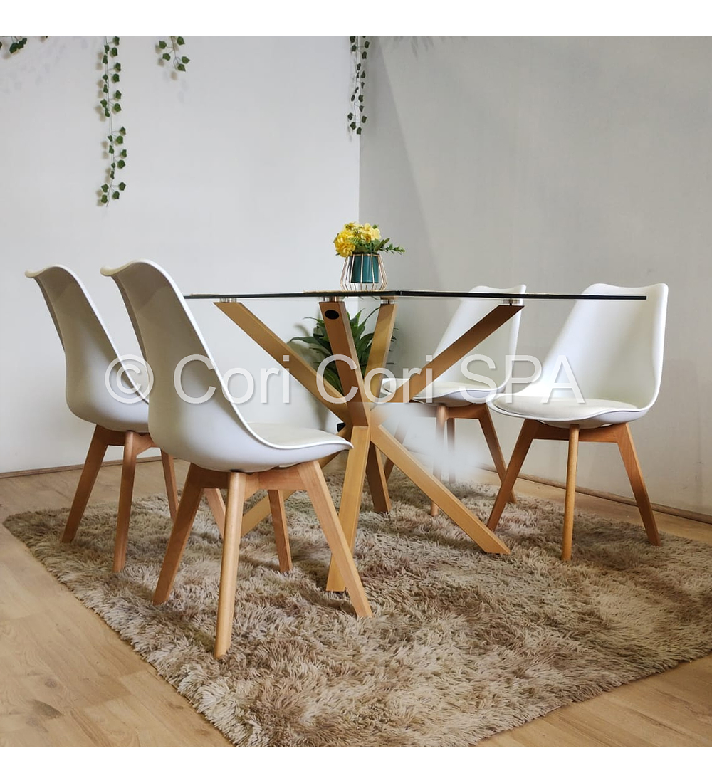 Comedor Madrid 160x90cms + 4 Sillas Tulip