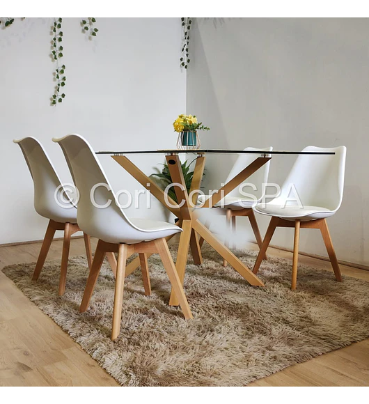 Comedor Madrid 160x90cms + 4 Sillas Tulip