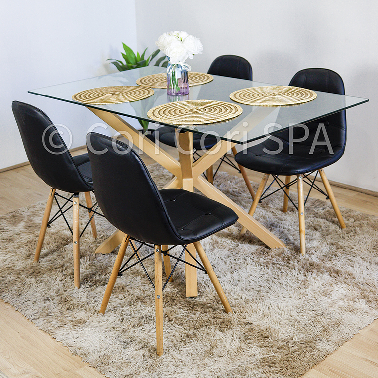 Comedor Madrid 160x90cms + 4 Sillas Capitonné  1