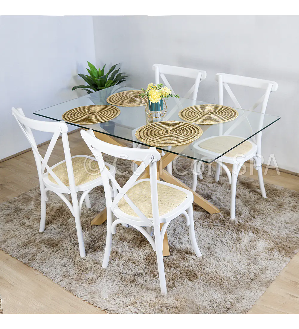 Comedor Madrid 160x90cms + 4 Sillas Crossback Madera
