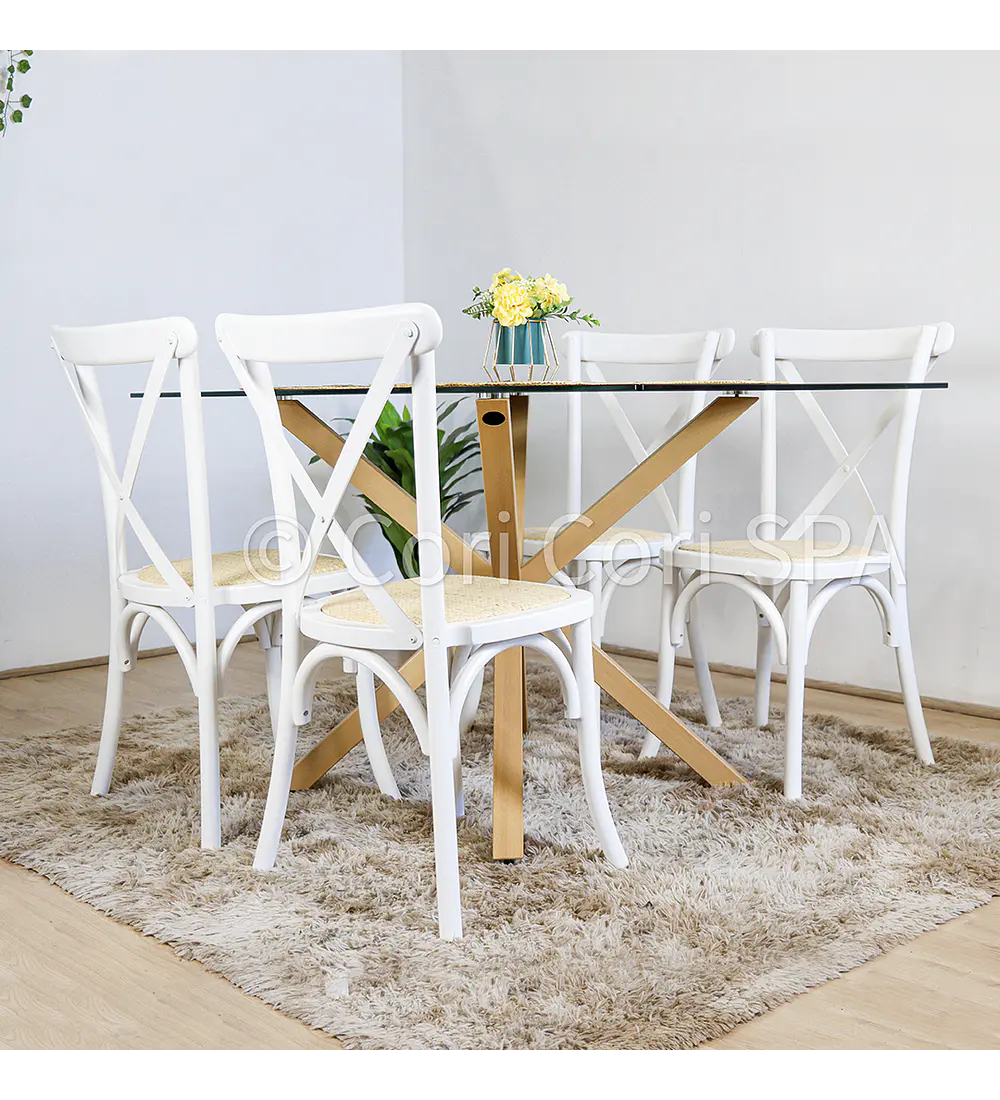 Comedor Madrid 160x90cms + 4 Sillas Crossback Madera