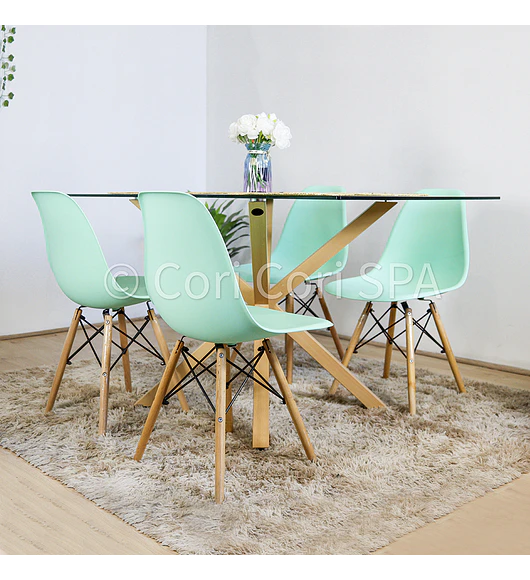 Comedor Madrid 160x90 cm + 4 Sillas Eames