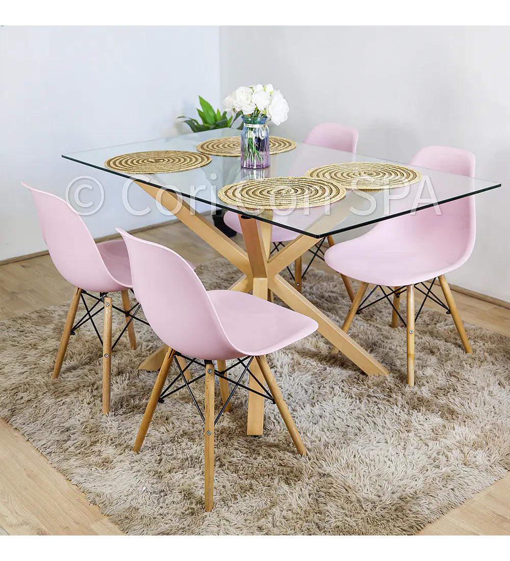 Comedor Madrid 160x90 cm + 4 Sillas Eames