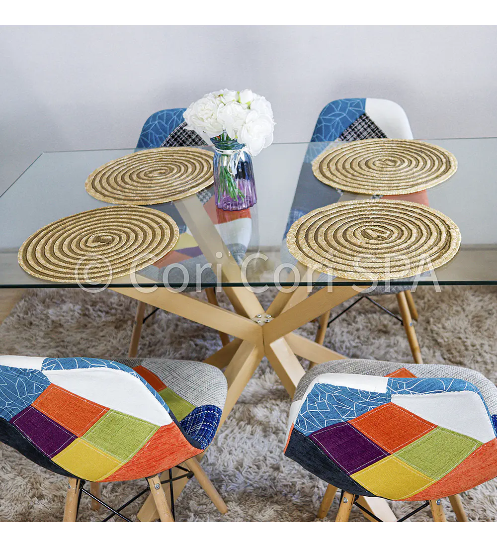 Comedor Madrid 160x90cm + 4 Sillas Patchwork Eames