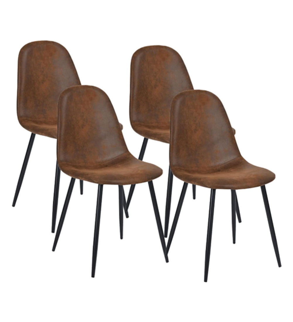 Pack 4 Silla Spoon Ecocuero vintage café oscuro