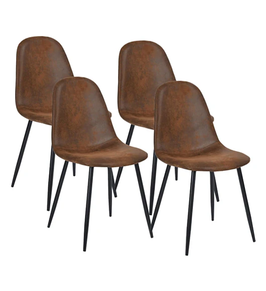 Pack 4 Silla Spoon Ecocuero vintage café oscuro
