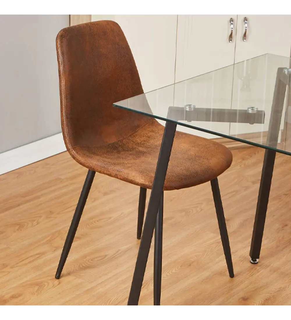 Silla Scoop Ecocuero Vintage Black Café Oscuro