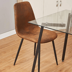 Silla Scoop Ecocuero Vintage Black Café Oscuro