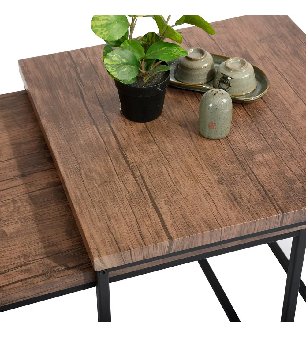Mesa de centro doble rectangular - Madera clara