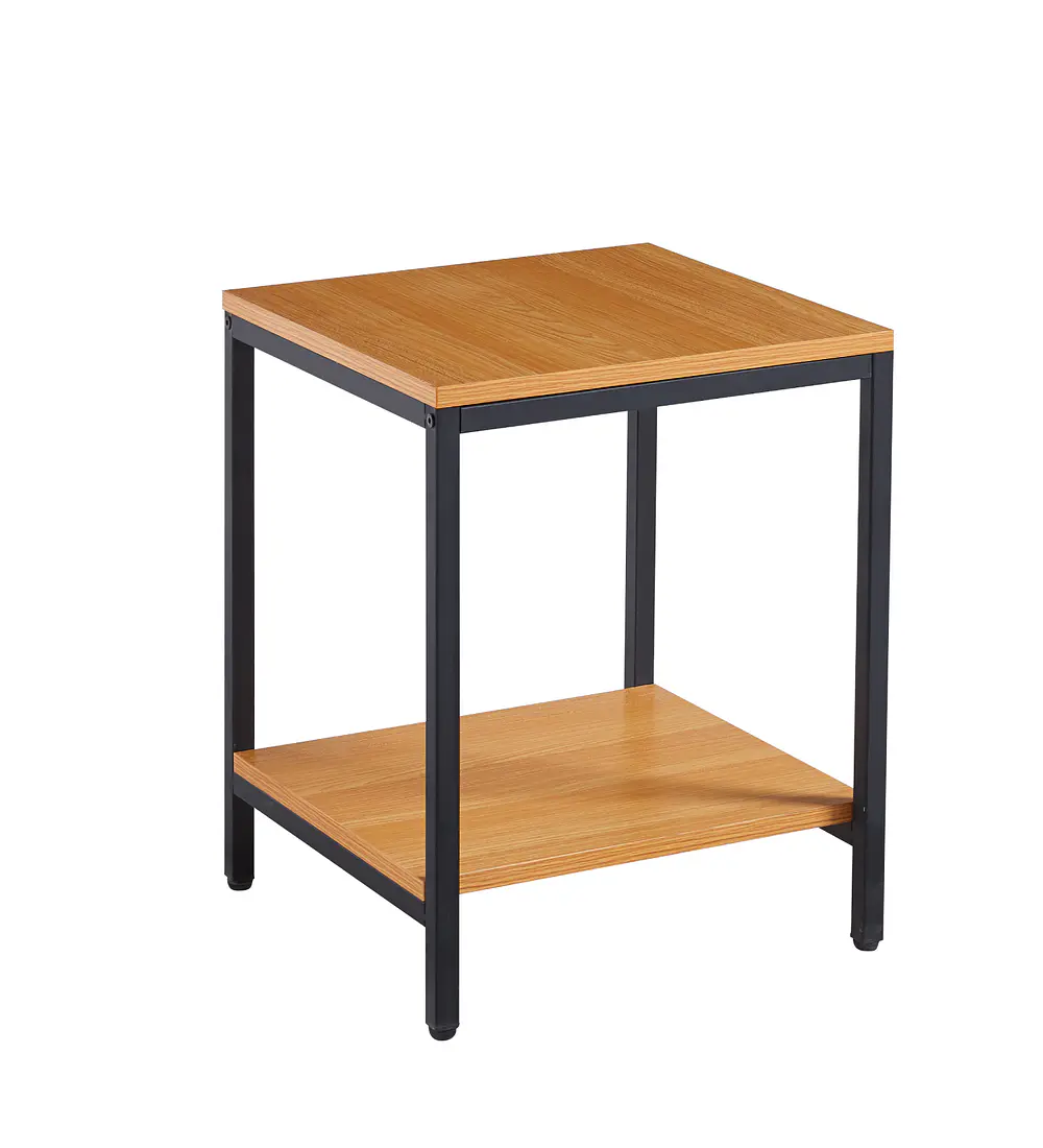 Velador Mesa Auxiliar Lateral de 2 Niveles Madera