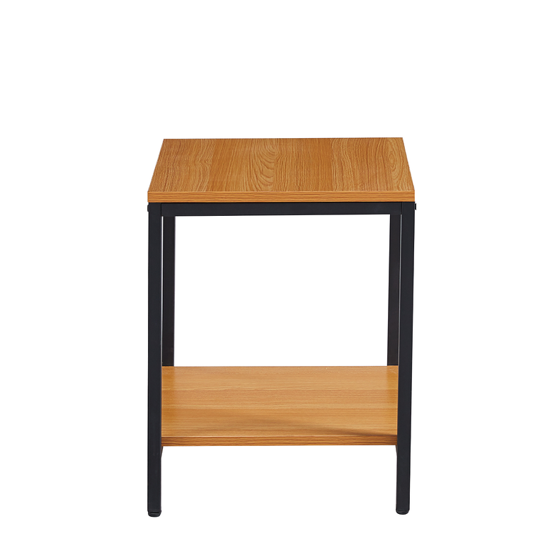 Velador Mesa Auxiliar Lateral de 2 Niveles - Madera Clara 4