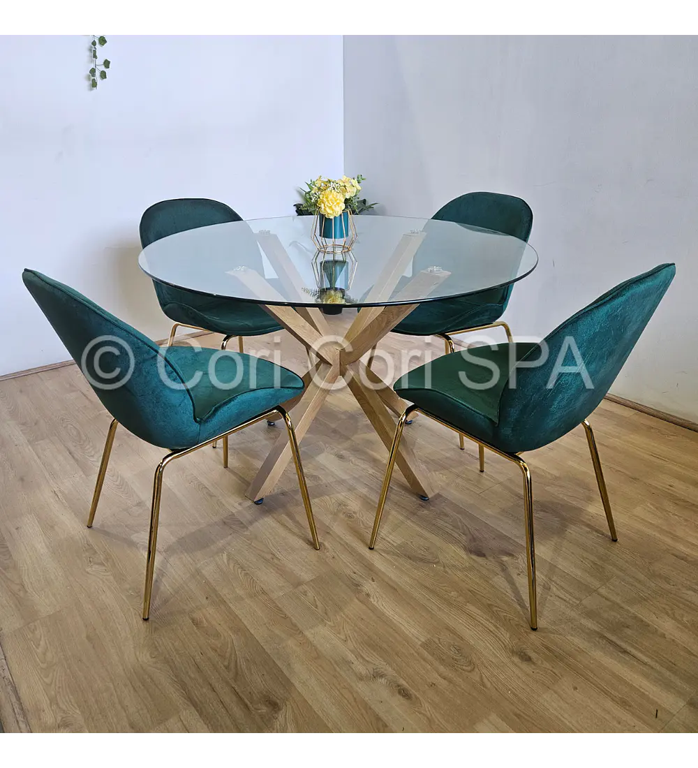 Comedor Warwick 100cm + 4 Sillas Beetle