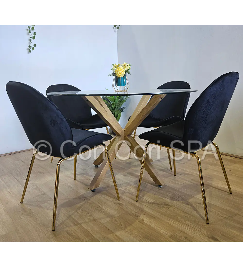 Comedor Warwick 100cm + 4 Sillas Beetle