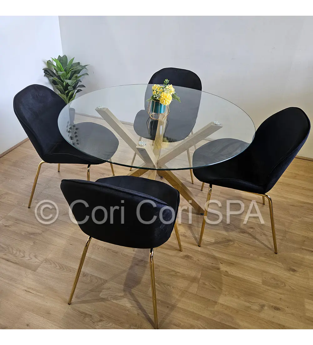Comedor Warwick 100cm + 4 Sillas Beetle