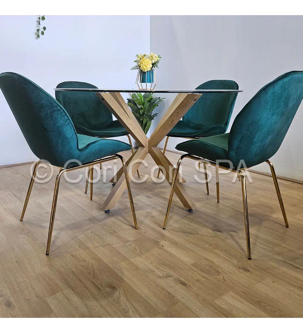 Comedor Warwick 100cm + 4 Sillas Beetle