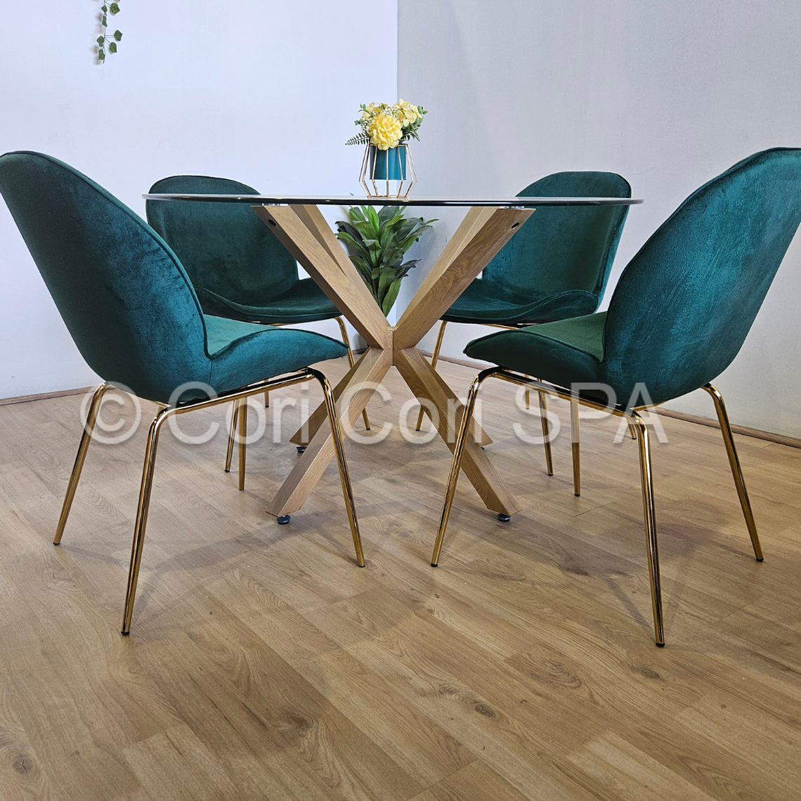 Comedor Warwick 100cm + 4 Sillas Beetle 6