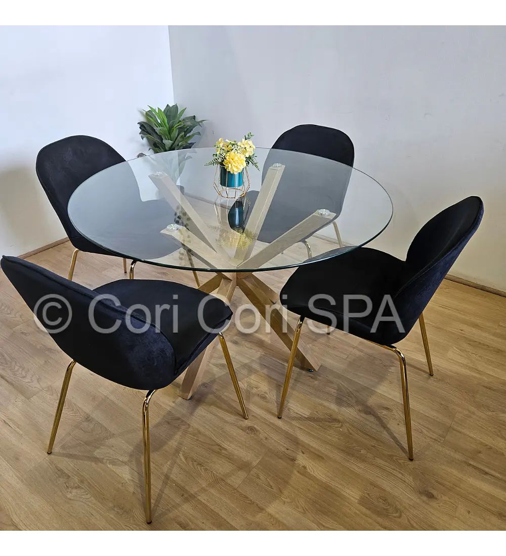 Comedor Warwick 100cm + 4 Sillas Beetle